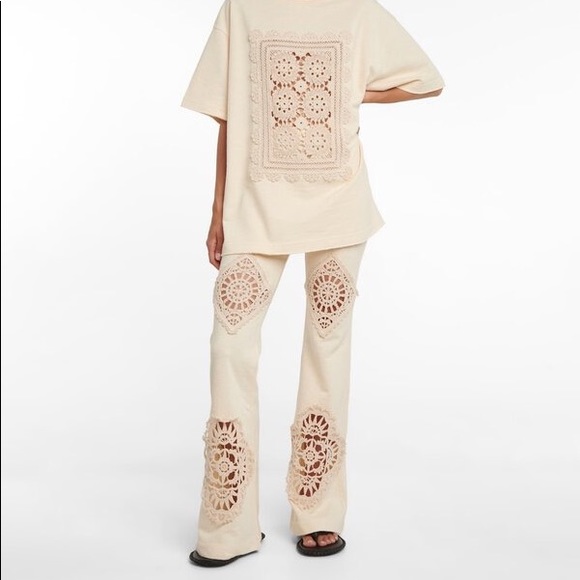 NWT Acne Studios Evelta Crochet Trimmed Cotton Pants - Picture 3 of 8